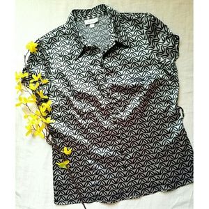 Silver Black Short sleeve blouse XL NWOT